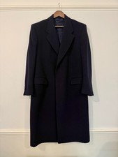 Crombie Navy Pure New Wool Overcoat | 40R | Single Breasted | Classic Long Coat