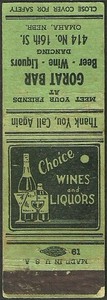 EARLY tavern ~ GORAT BAR ~ matchbook cover OMAHA, NE nebraska