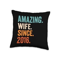 Amazing Wife Since 2016 9th wedding anniversary 9 years Throw Pillow 16x16