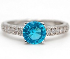 2CT Blue Topaz  Topaz 925 Solid Sterling Silver Ring Jewelry Sz 6 UB3-5