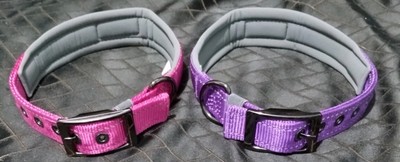 Two Neoprene Padded Dog Collar Reflective Wide  Collars, Durable Metal Buckle M