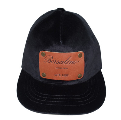 £350 BORSALINO SELTENE GROSSE (ELASTISCHE) SCHWARZE BASEBALL-KAPPE AUS SAMT ITALIEN LEDER