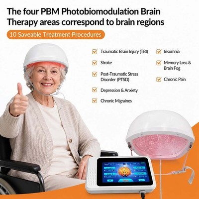 Deep Penetrating 810nm NIR PBM Helmet for Chronic Migraine and Insomnia Relief