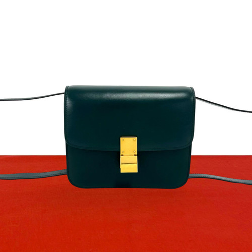 Celine Classic Box Shoulder Bag Calfskin Green Unisex #TVB3695