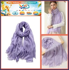 Womens Solid Cotton Linen Scarf Long 75x40 Sun Protection Wrap Shawl Lilac