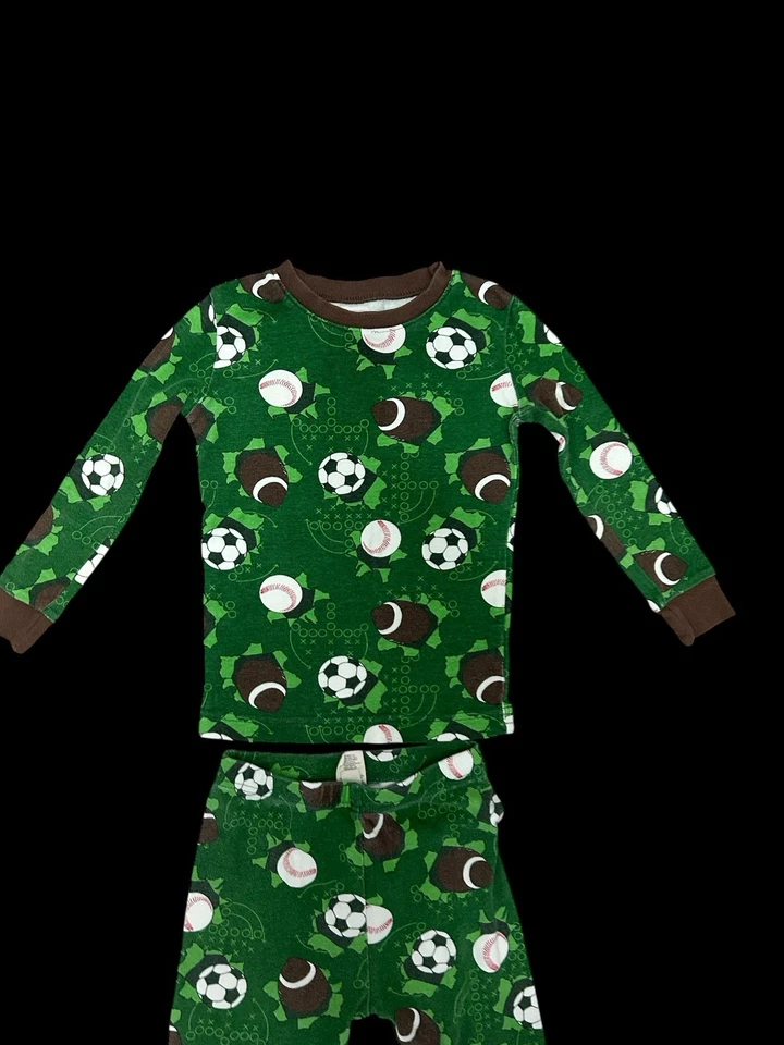 ✨ Sports themed Green and brown pajamas for boys✨ - Image 2 of 4