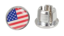 Handlebar Grip Plug Push-in Plastic Bar Ends USA FLAG (PAIR)