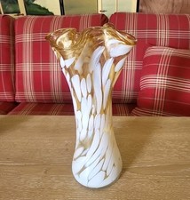     Vintage Murano   Art Glass Large Italian Vase Unmarked Beautiful    