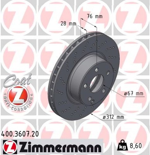 ZIMMERMANN Bremsscheiben Set + Beläge für MERCEDES KLASSE W220 V220 280 220 063 - Bild 2 von 8