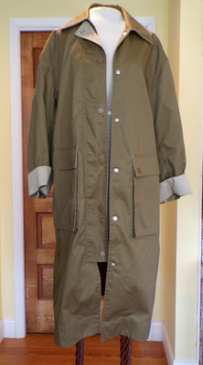 H&M Belted Trench Coat Olive Green Pockets Womens Size Small