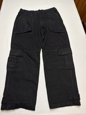 We the Free Jeans Free People Womens 31 Marx Slouchy Black Oversized Cargo 35x28