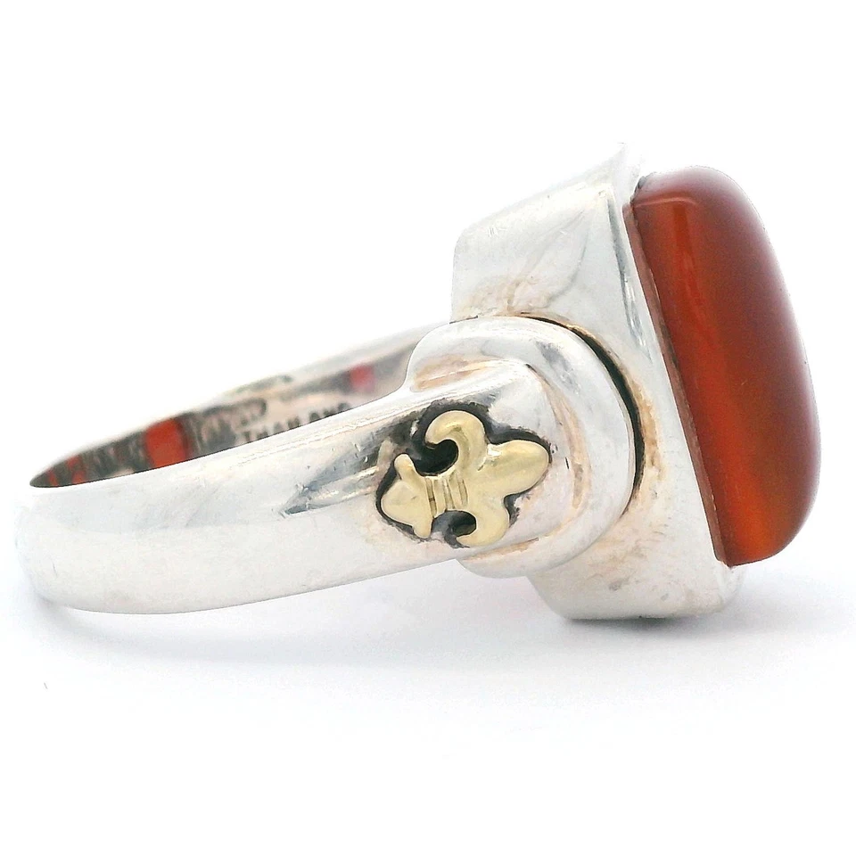 Anillo de cóctel Ann King de plata esterlina oro amarillo de 18 quilates cornalina flor de lis Foto 4 de 4