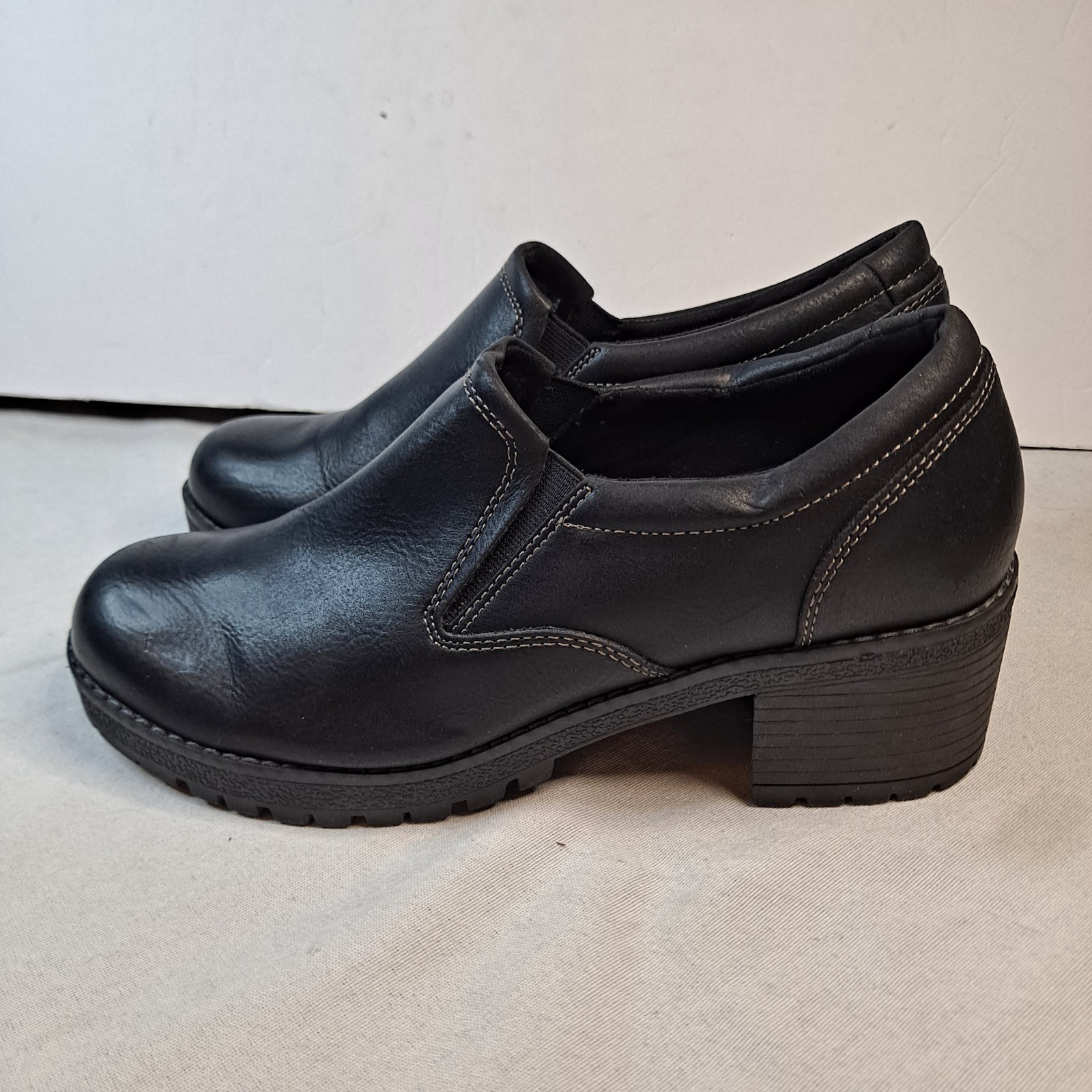 SAOLA Mocassini Eastland Reese slip on donna 11M suola a strappo tacco a blocco ecopelle