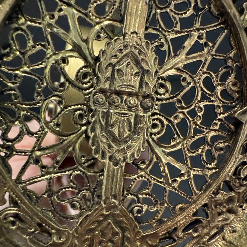 VTG Globe Brass Mantel Clock Ornate Gold Germany Alarm Cherubs Works -For Parts - Picture 9 of 9