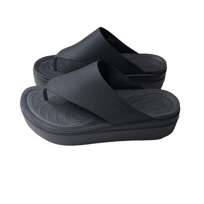 Crocs LiteRide Brooklyn Black Platform Wedge Flip Flops Womens Size 10