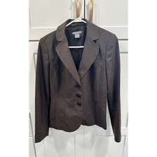 Ann Taylor Stretch Women's Brown Wool Blend Blazer Size 4