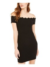 B DARLIN Womens Body Con Mini Dress Black Short Sleeve Evening Juniors 34
