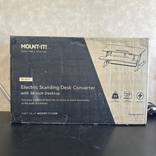 Mount-It! Electric Standing Desk Converter White 38 Inch Wide Tabletop, Stand up
