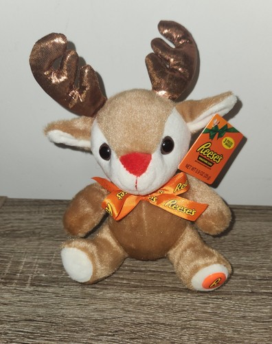 Galerie Reeses Candy Red Nose Reindeer Sits 8" Small Plush Stuffed Animal - Picture 2 of 4