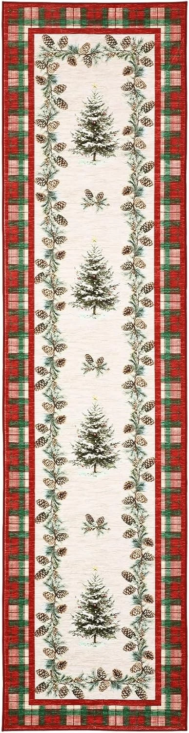 Christmas Red Checkered Runner Rug