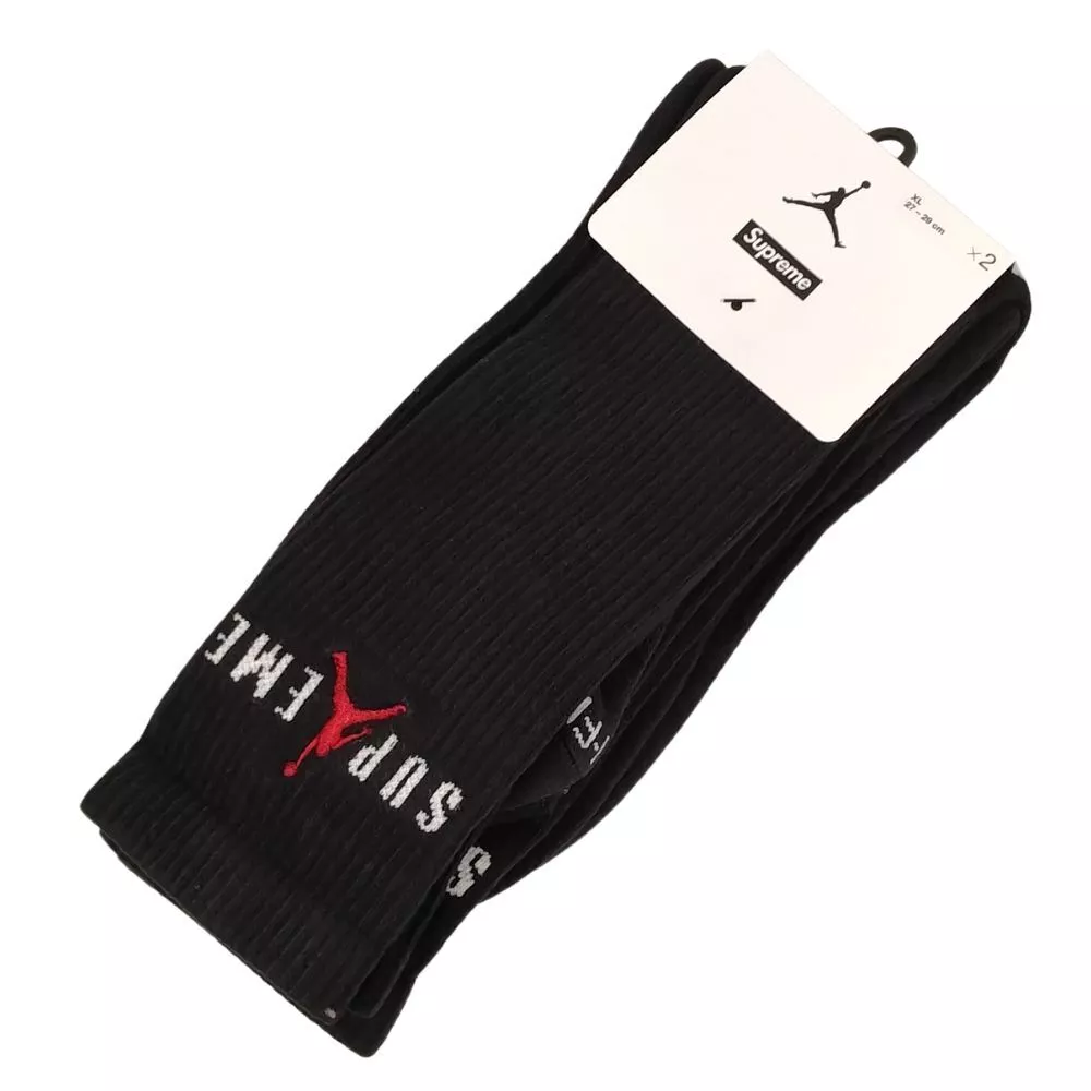 Chaussettes SUPREME Crew (lot de 2) Jordan noir XL (27~29 cm) authentiques / 35588