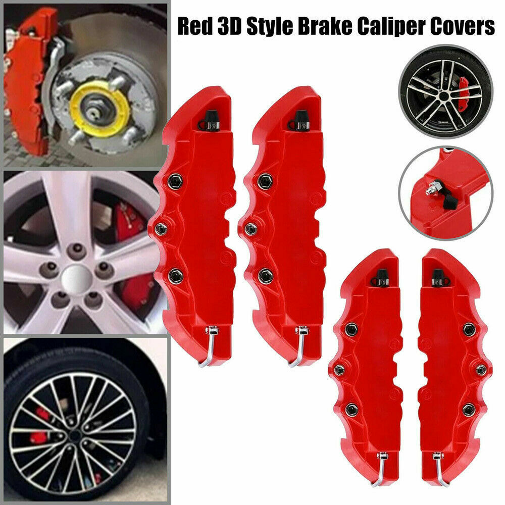 HOT 4PCS Red Brake Caliper Covers Front+Rear Car Disc Parts Brake Accessories