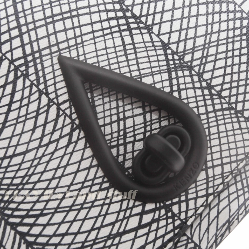 KENZO Authentic Raindrop Black & White Printed Leather Bag Crossbody Purse New Foto 3 de 4