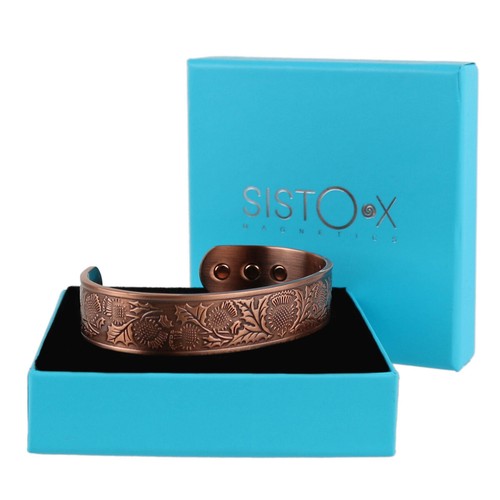 Bracelet/Bracelet Magnétique Cuivre Gros Design Chardon 6 Aimants Santé Rare E... - Photo 2/11