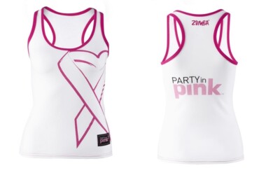 Zumba Groove For A Cure Party In Pink Racerback Tank Top White ~ XS  S  M  L  XL