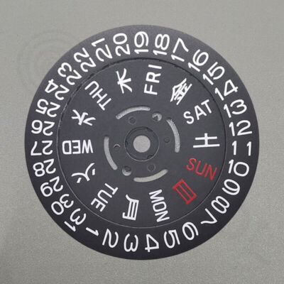 Japanese/English White Font Black Date Wheel Week Wheel for Movement NH36 3/3.8