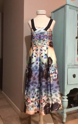 Mackenzie Mode Intrigue Rose Floral Sleeveless A-Line Dress 8 work of art NWT *
