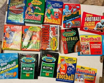rare old football cards OLD VINTAGE TOPPS FOOTBALL CARDS IN SEALED WAX PACKS ~100 CARD LOT