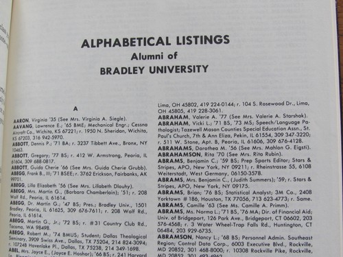BOOK 1980 BRADLEY UNIVERSITY PEORIA ALUMNI DIRECTORY & 91 CENTRAL IL CHAPTER - Picture 3 of 6