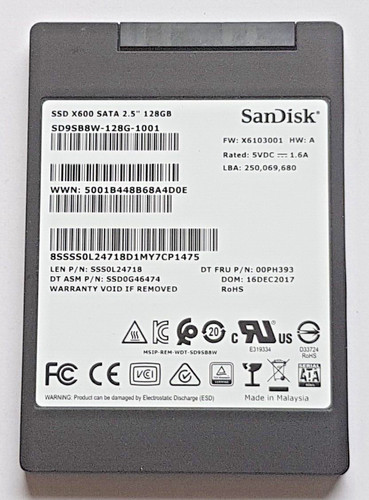 128 GB SATA III SanDisk X600 SSD SD9SB8W-128G-1001 3D-NAND TLC 2.5" Festplatte