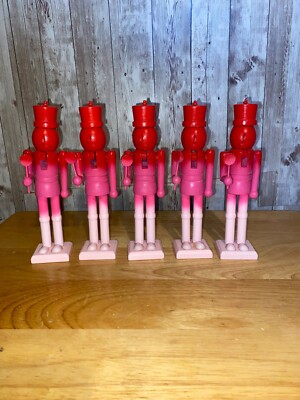 Set of 5 Target Bullseye Wondershop Red Pink Ombre Nutcracker 7'' 2021 Pastel
