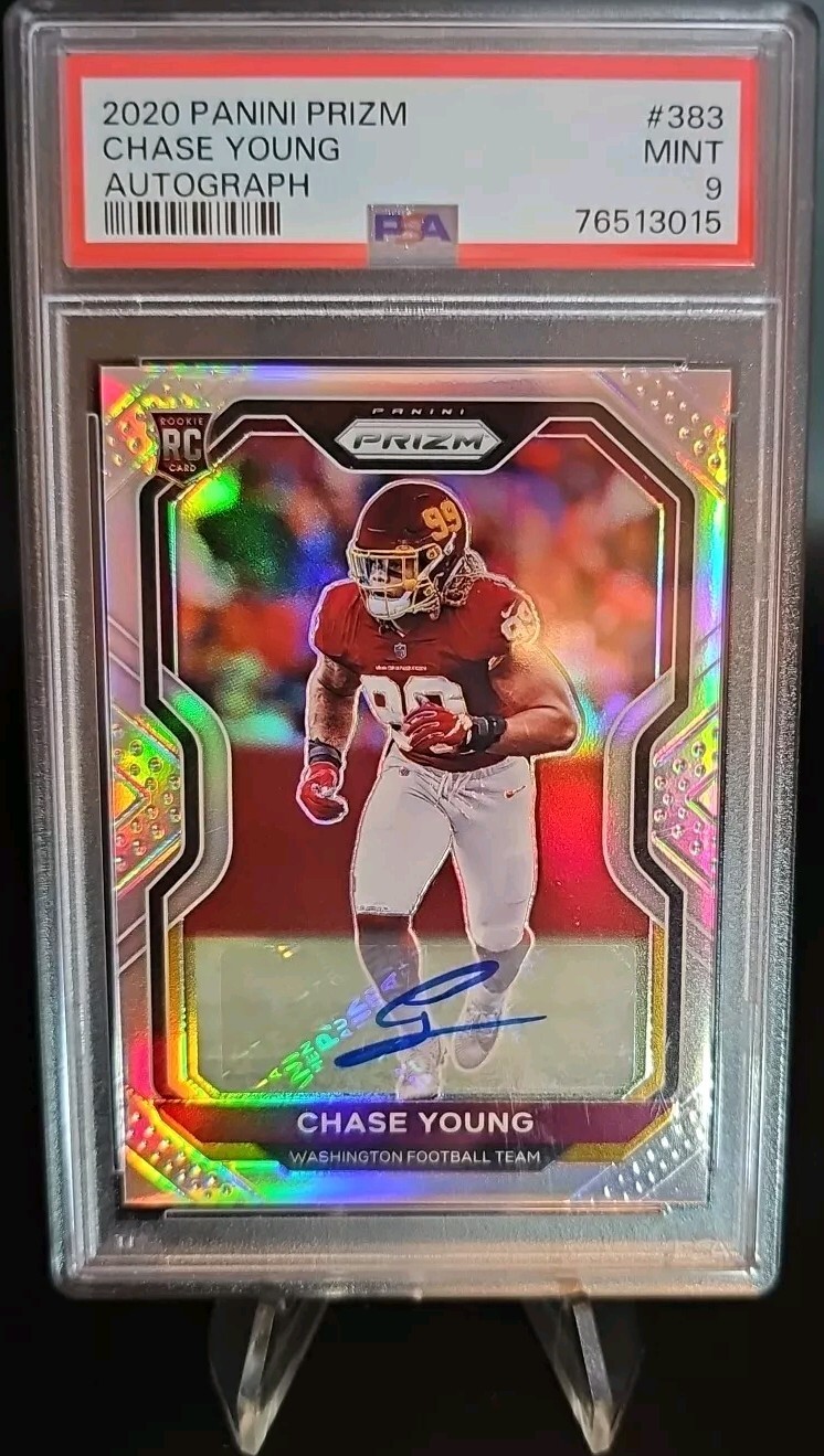 Chase Young #383 Silver Prizm Rookie Auto 2020 Panini Prizm Washington PSA 9