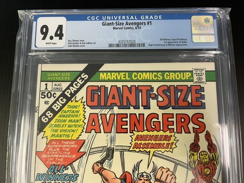 GIANT-SIZE AVENGERS #1 1974 CGC 9.4 HIGH EVOLUTIONARY 1st NUKLO APP PROSHIPPER - Picture 2 of 3