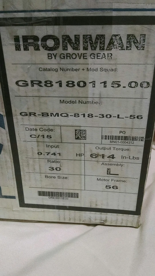 GROVE GEAR IRONMAN Reducer GR8108115.0 worm gear drive new in box left hand  | eBay