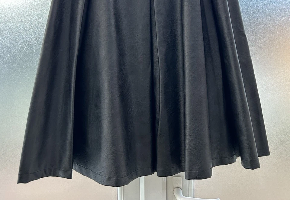 Falda Dream Sister Jane Negra Imitación Cuero Talla M - Detalle Midi Completo Mordida de Caballo Foto 4 de 4