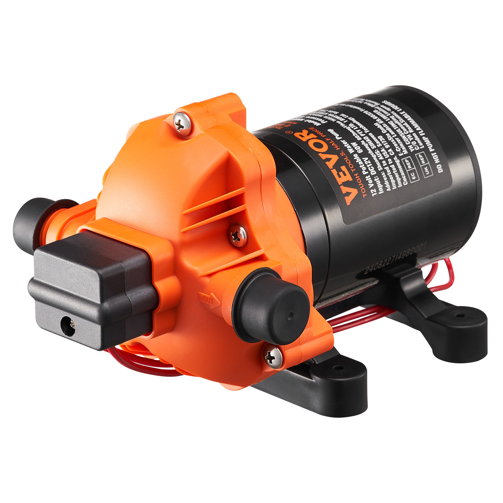 Pompe à eau membrane 12V 1.8GPM VEVOR pressostat 3 chambres agricole