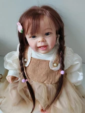 22Inch Lovely Reborn Dolls Toddler Girl Hand-rooted Hair Kids Birthday Gift Toys