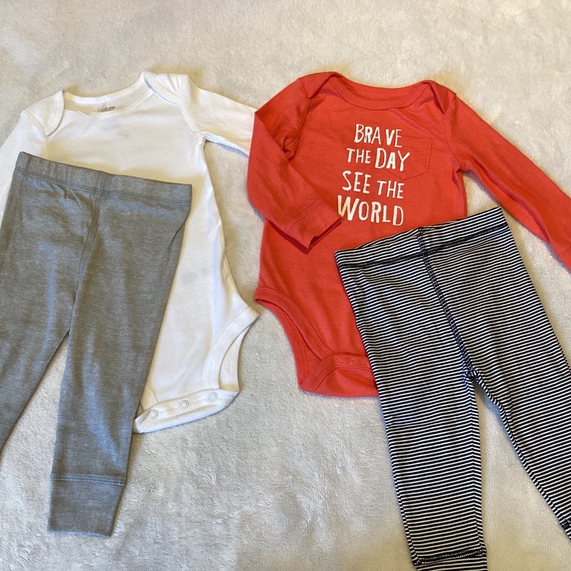 mixed lot NWOT Gerber Cat & Jack Carter’s long sleeve & pants outfits sz 12 mos