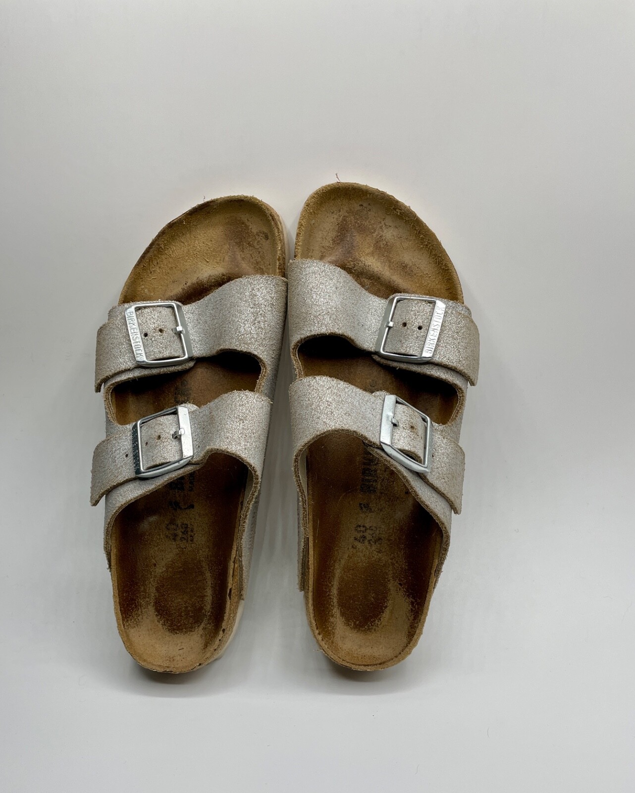 Birkenstock Arizona Women's Size Sandal Washed Metallic Silver - Main Image