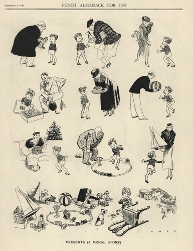 Vintage PUNCH Cartoon - CHRISTMAS HUMOR - Spoiled Boy Looses Interest - CHAIR - 第 1/4 張圖片