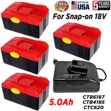 4x 5.0Ah 18 Volt For Snap On 18V Battery CTB6185 CTB6187 CTB4185 CTB4187 Lithium