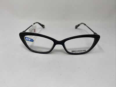 TRUE RELIGION T019 BLACK 53/16/140 FLEX HINGE EYEGLASSES CATEYE Frame  :Y34