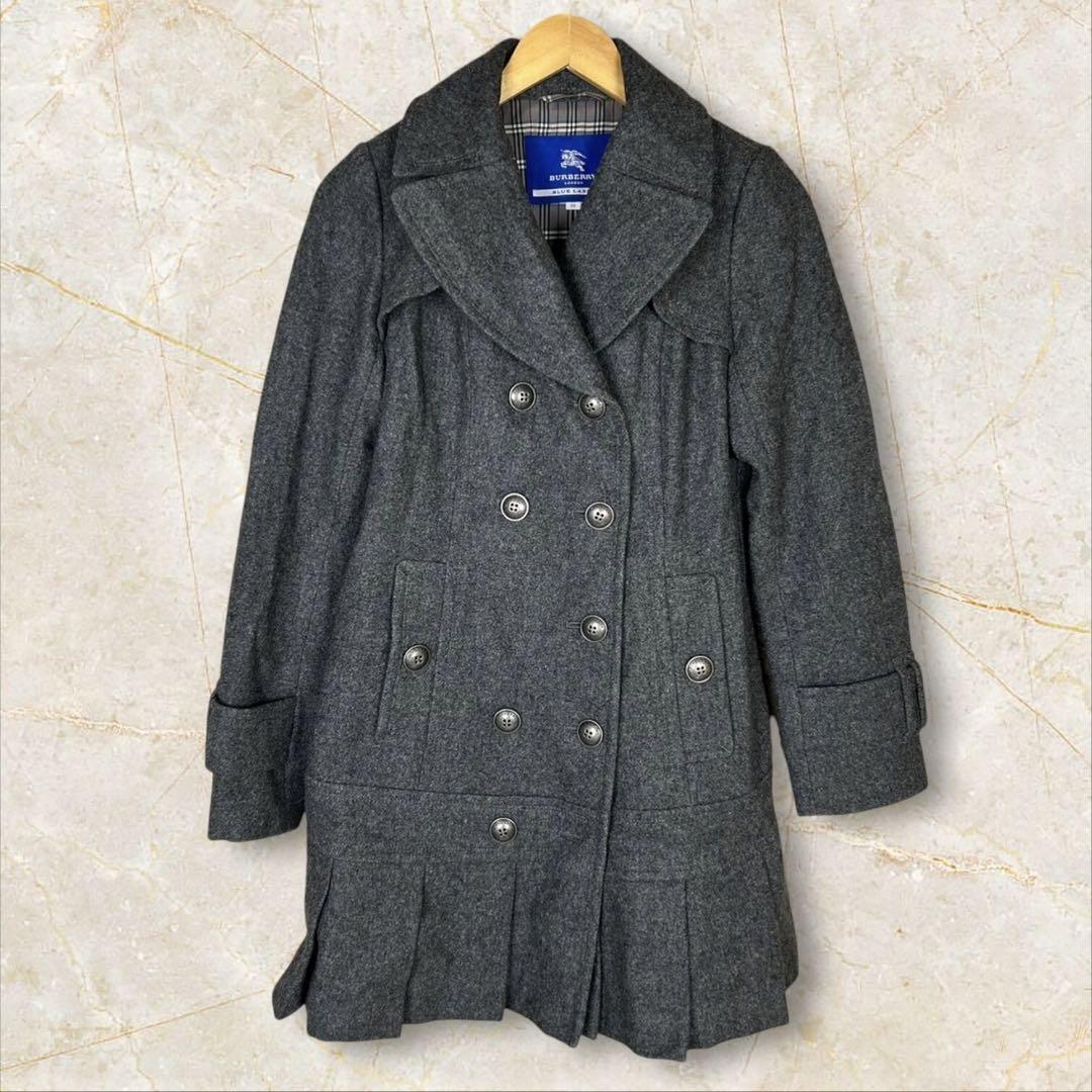 Burberry London Blue Label Long Coat Nova Check Liner Wool Burberry London Blue Label Long Coat Nova Check Liner Wool