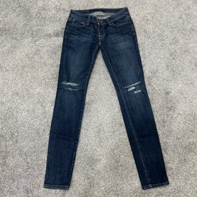 DSTLD Jeans Womens 25 Skinny Denim Blue Distressed Dark Wash Casual Pants 25x30