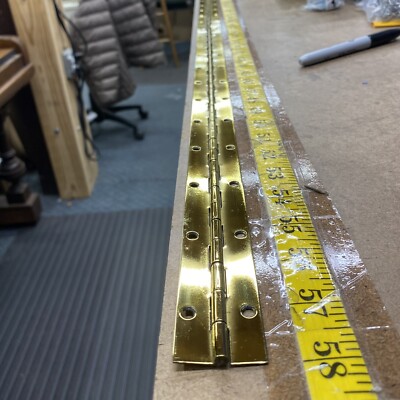 1 Solid Brass Continuous Piano Hinge, 58'' Long, w/Screw Holes