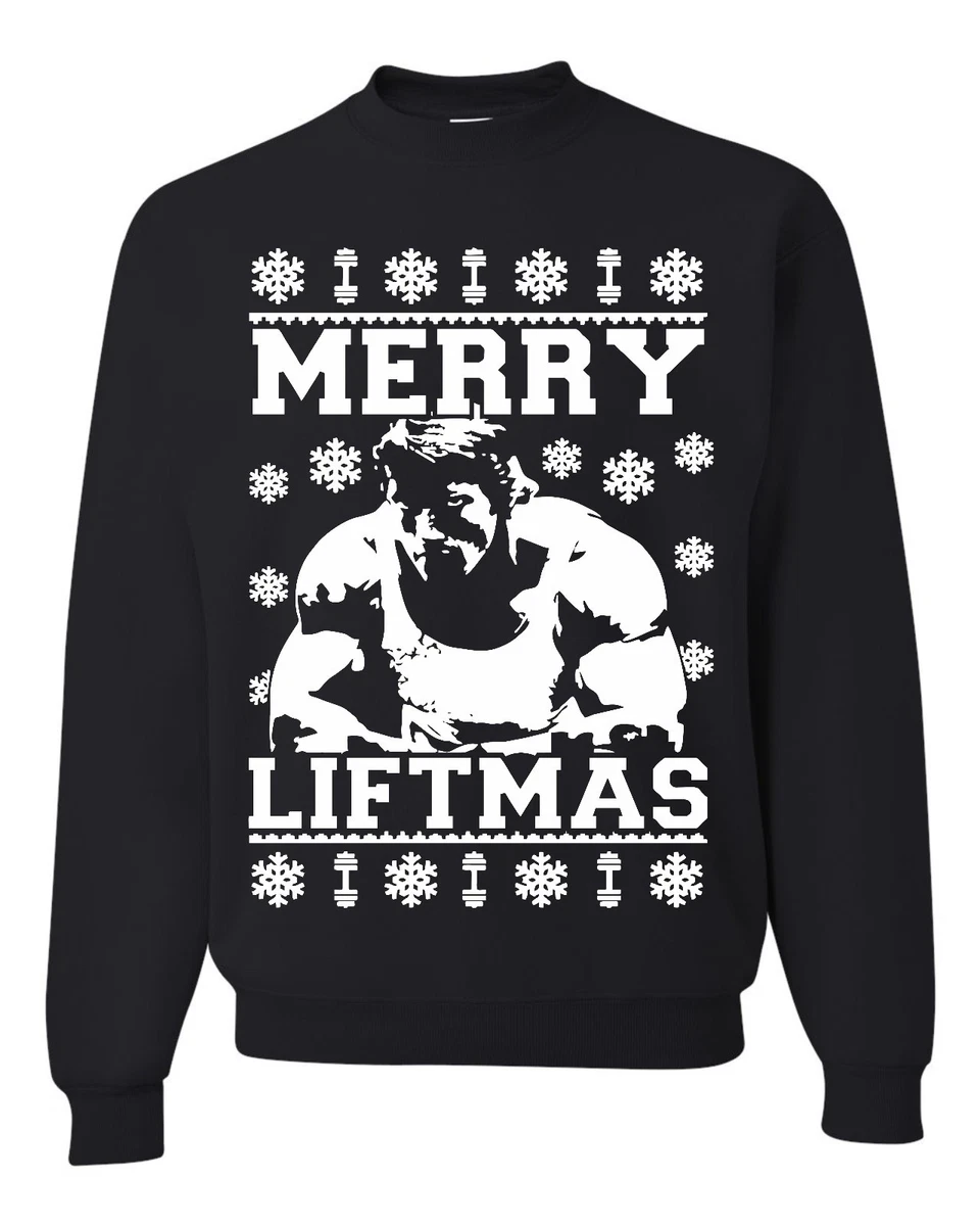 Merry Liftmas Ugly Christmas Sweater Sweatshirt. Funny Fitness Workout Christmas